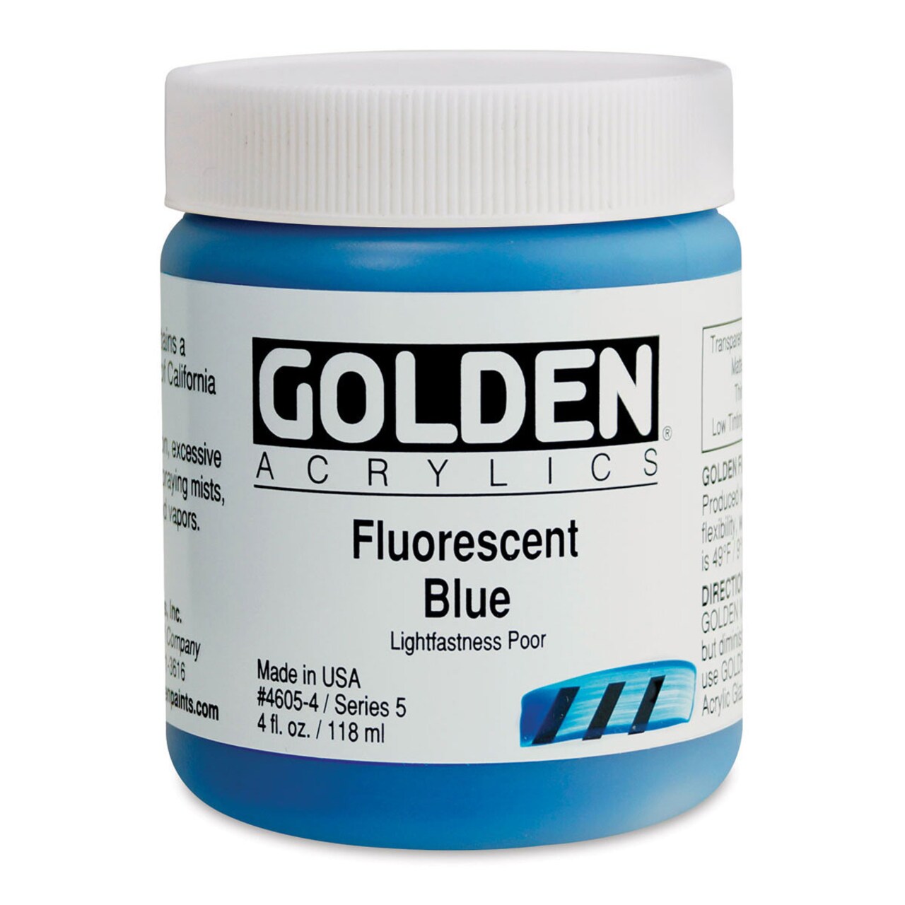 Golden Heavy Body Artist Acrylics - Fluorescent Blue, 4 oz Jar